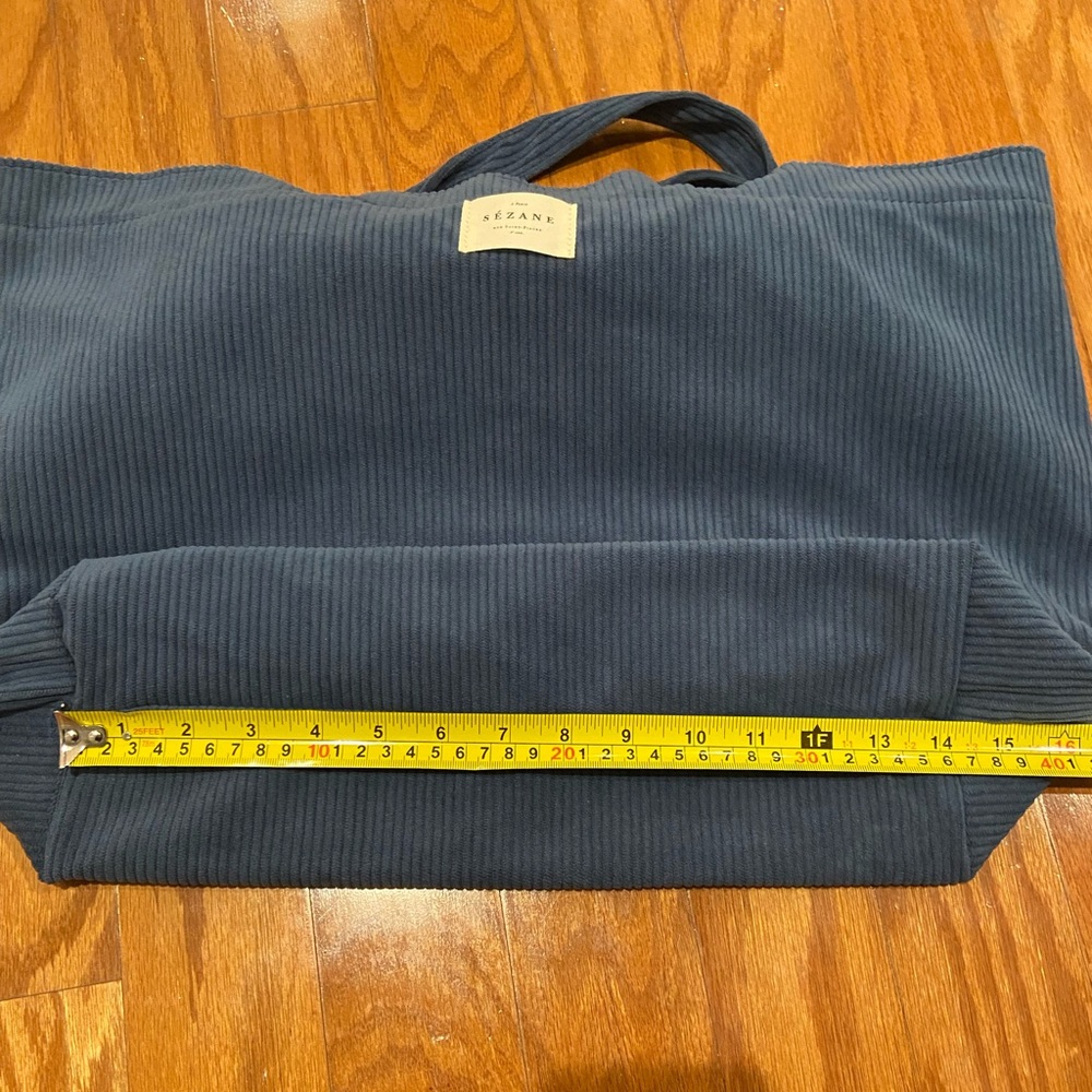 Sezane Velvet Tote Bag in Saffron Blue - Picture 9 of 9